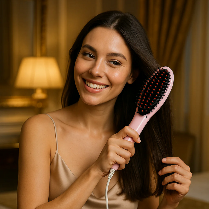 Escova Alisadora e Modeladora Elétrica Profissional 5 em 1 Bivolt 230°C