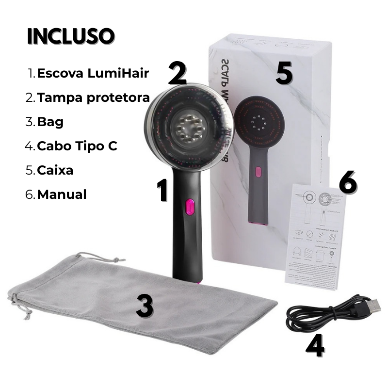 LumiHair - Escova 3 em 1 para fortalecimento dos fios